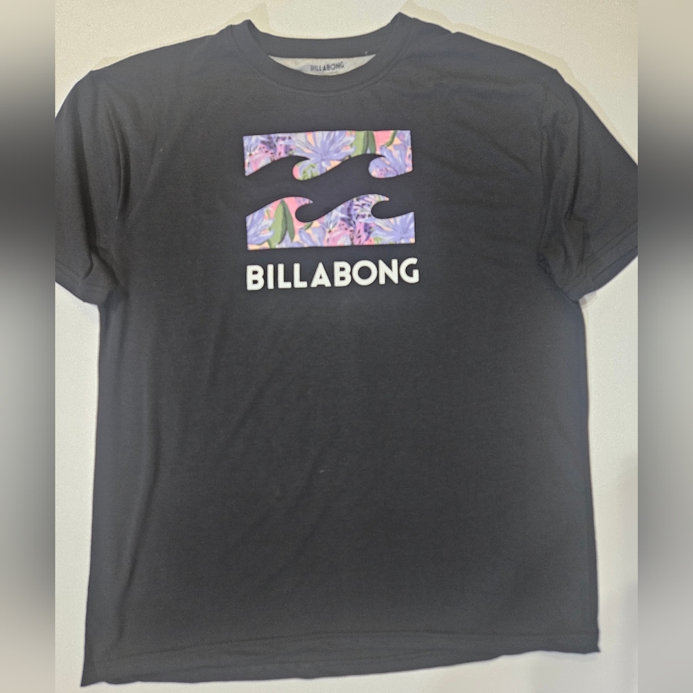 Billabong T-Shirt Mens XL Black Purple Graphic Comfy Loungewear Casual Sleep New